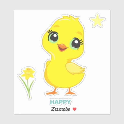 Cute Funny Happy Chick Sticker (Vel)