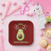 Cute Funny Happy Christmas Avocado Party  Papieren Bordje (Feest)