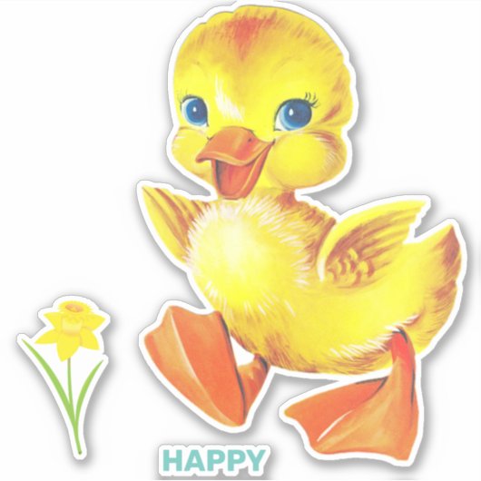 Cute Funny Happy Ducking Sticker (Voorkant)