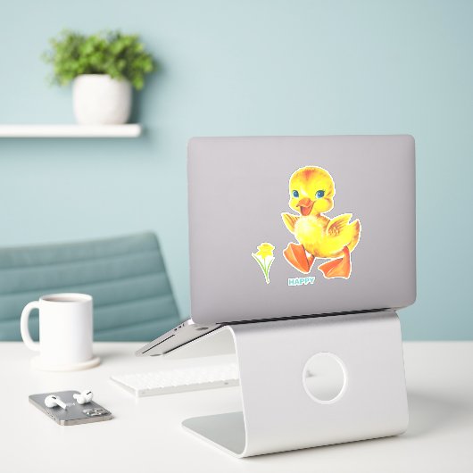 Cute Funny Happy Ducking Sticker (Laptop op bureau)