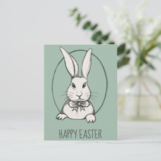 Cute Funny  Happy Easter Bunny, gepersonaliseerd Briefkaart (Staand voorkant)