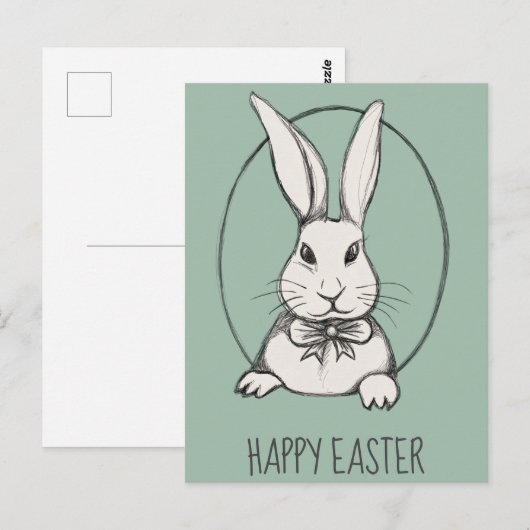 Cute Funny  Happy Easter Bunny, gepersonaliseerd Briefkaart (Voorkant / Achterkant)