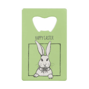 Cute Funny  Happy Easter Bunny, gepersonaliseerd Creditkaart Flessenopener