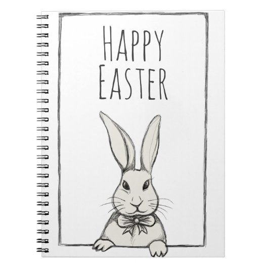 Cute Funny  Happy Easter Bunny, gepersonaliseerd Notitieboek (Voorkant)