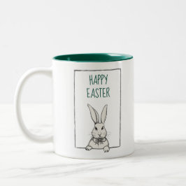 Cute Funny  Happy Easter Bunny, gepersonaliseerd Tweekleurige Koffiemok