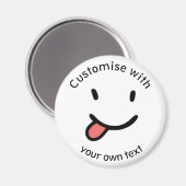 Cute Funny Happy Face Tongue Out Custom Text Magneet (Voorkant / Achterkant)