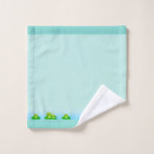 Cute Funny Happy Frogs op Light Blue Bath Towel Se Bad Handdoek (Wasdoekje)