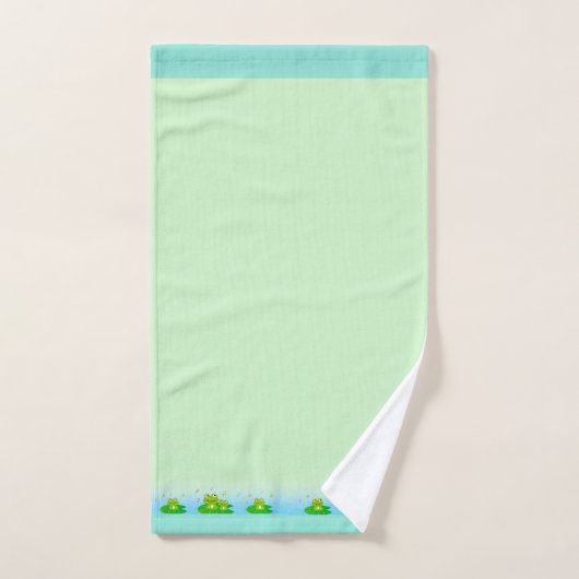 Cute Funny Happy Frogs op Lime Green Bath Towel Se Bad Handdoek (Handdoek)