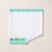 Cute Funny Happy Frogs op White en Turquoise Bad Handdoek (Wasdoekje)