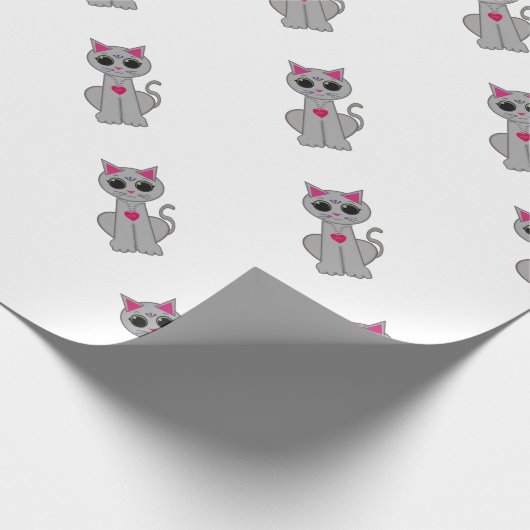 Cute Funny Happy Grey Cat Cadeaupapier (Hoek)