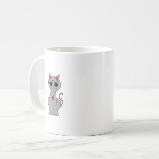 Cute Funny Happy Grey Cat Koffiemok (Voorkant links)
