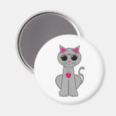 Cute Funny Happy Grey Cat Magneet (Voorkant / Achterkant)