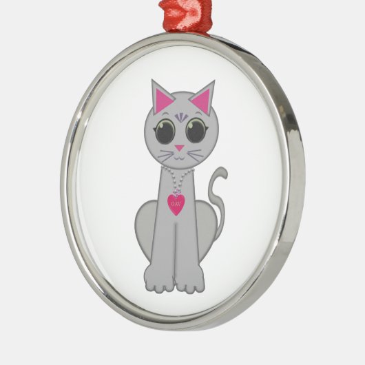 Cute Funny Happy Grey Cat Metalen Ornament (Links)
