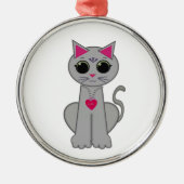 Cute Funny Happy Grey Cat Metalen Ornament (Voorkant)