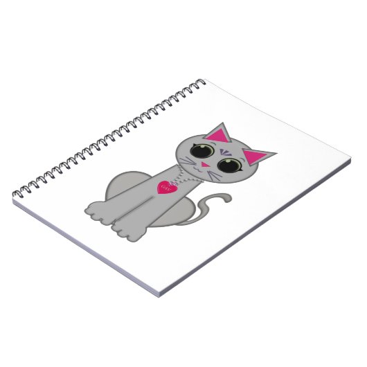 Cute Funny Happy Grey Cat Notitieboek (Linkerzijde)