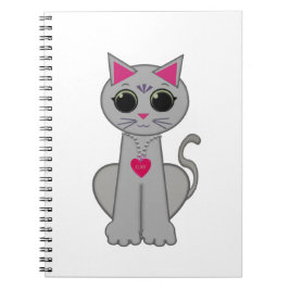 Cute Funny Happy Grey Cat Notitieboek