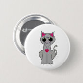 Cute Funny Happy Grey Cat Ronde Button 5,7 Cm (Voorkant /achterkant)