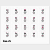 Cute Funny Happy Grey Cat Vierkante Sticker (Vel)