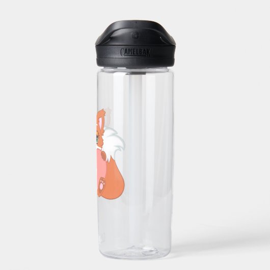 Cute Funny Happy Little Fox die een hart vasthoudt Waterfles (Achterkant)