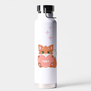 Cute Funny Happy Little Fox die een warm water vas Waterfles