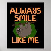 Cute Funny Happy Sloth Poster (Voorkant)