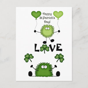 Cute Funny Happy St Patrick's Day Fuzzies LOVE Briefkaart