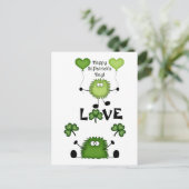 Cute Funny Happy St Patrick's Day Fuzzies LOVE Briefkaart (Staand voorkant)