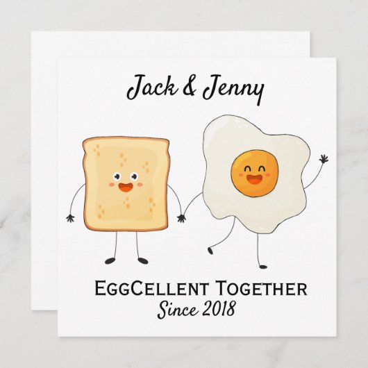 Cute Funny Happy Toast Eggcelent Samen (Voorkant / Achterkant)
