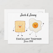 Cute Funny Happy Toast Eggcelent Samen Briefkaart (Voorkant / Achterkant)