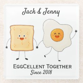 Cute Funny Happy Toast Eggcelent Samen Glazen Onderzetter