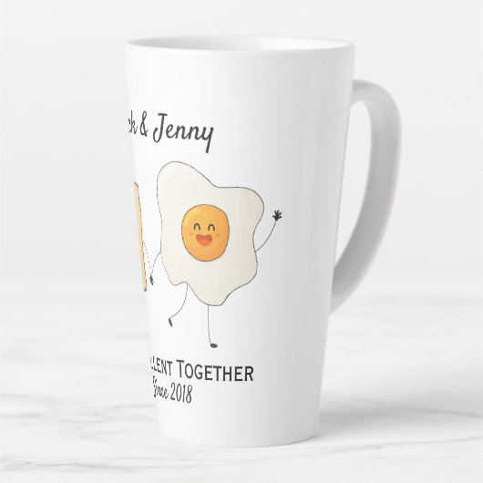 Cute Funny Happy Toast Eggcelent Samen Latte Mok (Rechterhoek)