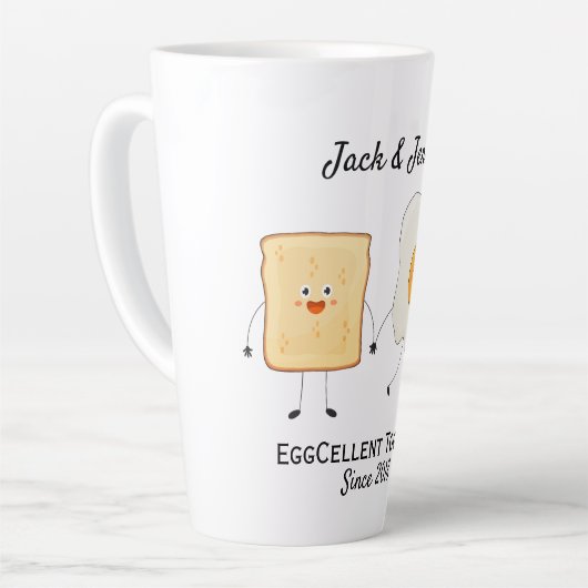 Cute Funny Happy Toast Eggcelent Samen Latte Mok (Linkerhoek)