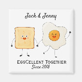 Cute Funny Happy Toast Eggcelent Samen Magneet (Voorkant)
