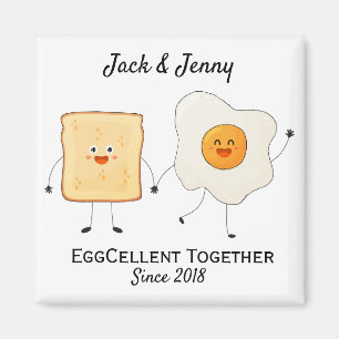 Cute Funny Happy Toast Eggcelent Samen Magneet