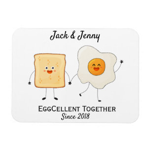 Cute Funny Happy Toast Eggcelent Samen Magneet