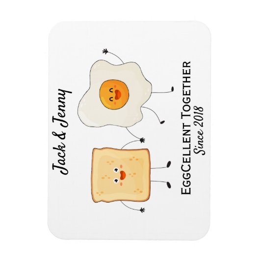 Cute Funny Happy Toast Eggcelent Samen Magneet (Verticaal)