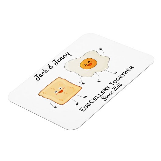 Cute Funny Happy Toast Eggcelent Samen Magneet (Linkerzijde)