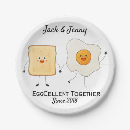 Cute Funny Happy Toast Eggcelent Samen Papieren Bordje