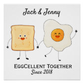 Cute Funny Happy Toast Eggcelent Samen Perfect Poster (Voorkant)
