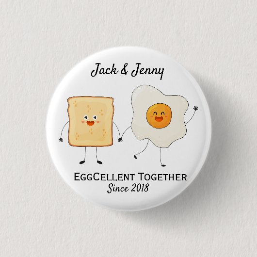 Cute Funny Happy Toast Eggcelent Samen Ronde Button 3,2 Cm (Voorkant)