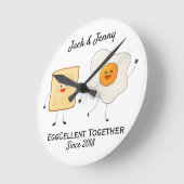 Cute Funny Happy Toast Eggcelent Samen Ronde Klok (Hoek)