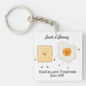 Cute Funny Happy Toast Eggcelent Samen Sleutelhanger (voorkant)