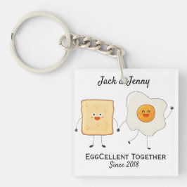 Cute Funny Happy Toast Eggcelent Samen Sleutelhanger