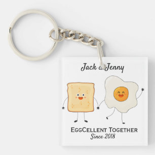 Cute Funny Happy Toast Eggcelent Samen Sleutelhanger