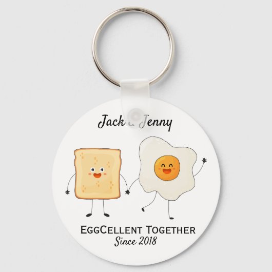 Cute Funny Happy Toast Eggcelent Samen Sleutelhanger (Voorkant)