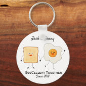 Cute Funny Happy Toast Eggcelent Samen Sleutelhanger (Voorkant)