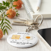 Cute Funny Happy Toast Eggcelent Samen Sleutelhanger (Zijkant)