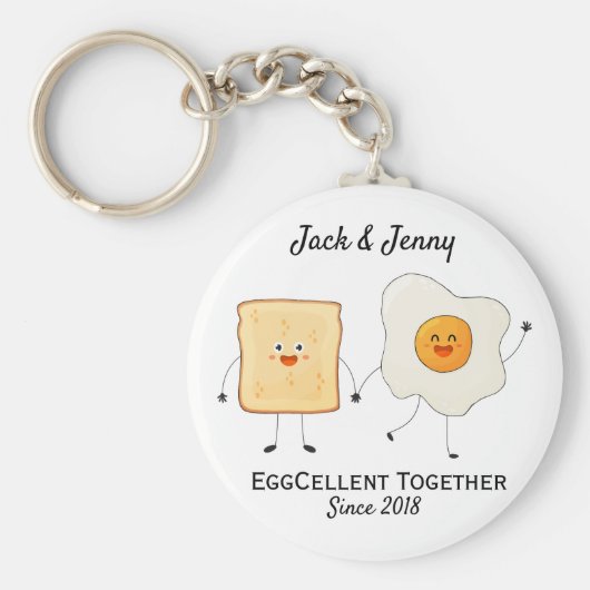 Cute Funny Happy Toast Eggcelent Samen Sleutelhanger (Voorkant)