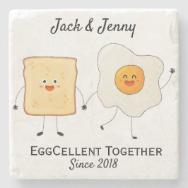 Cute Funny Happy Toast Eggcelent Samen Stenen Onderzetter