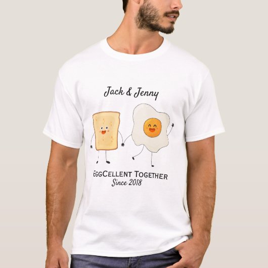 Cute Funny Happy Toast Eggcelent Samen T-shirt (Voorkant)